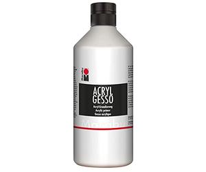 Marabu 12040075808 12040075808-Acryl Gesso White Apprêt acrylique à base d'eau, faible absorption pour application de peinture lisse et bonne adhérence des peintures et des médias, 500 ml Blanc.