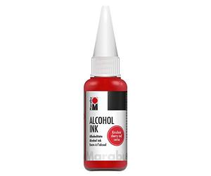 Marabu 12160059031 - Encre à alcool rouge cerise, 20 ml, encre à alcool pour art fluide, résine art et résine époxy, pour supports non absorbants, papier spécial enduit, métal, céramique et verre