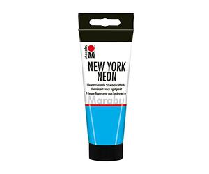 Marabu 12660050355 - New York Neon Peinture néon Bleu Fluo 100 ML, Compatible avec la lumière Noire, à Base d'eau, résistante à la lumière, résistante aux intempéries, séchage Rapide, pour Pinceau et