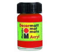Marabu 14010039030 - Acrylique Decormatt Rouge vermillon clair 030, 15 ml, peinture acrylique à base d'eau au fini mat velouté, onctueuse et aux couleurs intenses, résistante à la salive