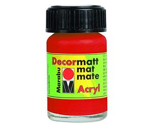 Marabu 14010039030 - Acrylique Decormatt Rouge vermillon clair 030, 15 ml, peinture acrylique à base d'eau au fini mat velouté, onctueuse et aux couleurs intenses, résistante à la salive