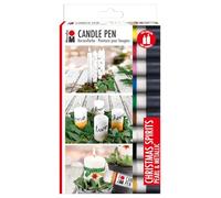 Marabu 1805000009881 - Christmas Spirits Lot de 10 bougies de 25 ml de couleur crémeuse douce à base d'eau, résistant à la lumière, inodore, résistant aux intempéries, décoration de bougie légère