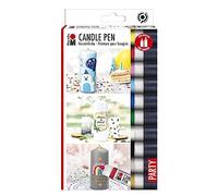 Marabu 1805000009882 Lot de 10 stylos à bougie de 25 ml, crémeux, à base d'eau, résistant à la lumière, inodore, résistant aux intempéries, décoration de bougie facile