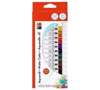Marabu Aquarellfarbe, 12 Ml, 12er-Set Auf Wasserbasis, Transparent, Untereinander Mischbar, Wasserverdnnbar, Trocknen Transparen
