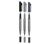 Marabu Marqueur Permanent Graphix, Double Pointe 1-2 mm et 0,5 mm, Couleurs monochromes, Encre à séchage Rapide à Base d'alcool, à Faible Odeur et résistante à l'eau, Multicolor, 3 pieces