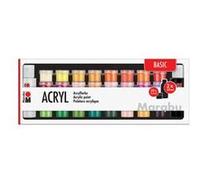 Marabu Set de peinture acrylique BASIC multicolore non toxiques 32x3,5ml+2x59ml