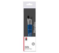 Marabu set de pinceaux textile, 3 pinceaux à peindre en bois certifié FSC, pinceaux en poils synthétiques plats et ronds, pour la peinture sur textile, 0186000000200