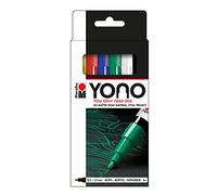 Marabu YONO 124000003999 Lot de 6 marqueurs à pointe ronde japonaise 0,5-1,5 mm à base d'eau, résistant à la lumière et imperméable à l'eau, pour presque toutes les surfaces