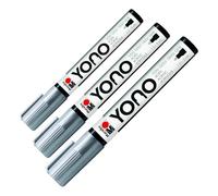 Marabu YONO 12400103082 Marqueur en argent 082 - Stylo acrylique polyvalent avec pointe ogive japonaise de 1,5 à 3 mm, à base d'eau, résistant à la lumière et à l'eau, pour presque toutes les surfaces
