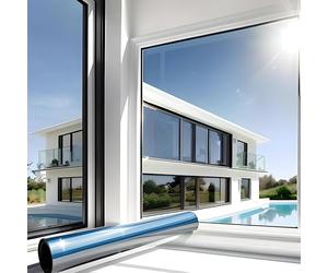 MARAPON Film Miroir pour Fenêtre Argent 1,18x2 m Adhésion Statique sans Colle Film sans Tain Intimité Protection UV Anti Chaleur