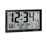 Marathon Denver-Horloge Murale Radio-pilotée-Horloge numérique Grand écran-Calendrier Radio-piloté-Grand Affichage Grands Chiffres-Thermomètre et hygromètre-Livré avec Une sonde météo-Piles incluses