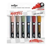 Clairefontaine Marbel – Set de 6 marqueurs universels – Pointe ronde médium 4 mm – Assortiment Nature