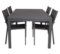 Marbella set de jardin table 100x160cm 4 chaises Copacabana noir.