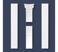 MARBET DESIGN Colonne en polystyrène blanc - Pilier mural baroque en polystyrène, design élégant, décoratif, moulure, installation facile, ensemble: base, fût & chapiteau (PL-01)
