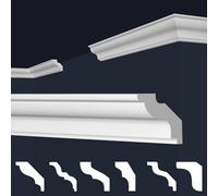 MARBET DESIGN Moulures XPS Polystyrène Blanc - Finition Plafond E - (50 Mètres / 25 Pièces E-22)