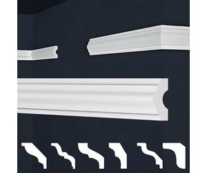 Marbet, lattes de plafond en polystyrène XPS, moulures en stuc de haute qualité, légères et robustes, au design moderne (boîte d'économie de 50 mètres, E-18, 19 x 38 mm), latte décorative