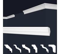 Marbet moulures de plafond en polystyrène XPS - moulures de haute qualité, légères et robustes, design moderne - (2 mètres E-2-80x80mm) moulure plate