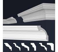 Marbet Plinthes de plafond en polystyrène XPS - Plinthes en stuc de haute qualité, légères & robustes, au design moderne - (2 mètres E-34-80x80mm) XPS Stuck