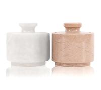 MARBLOUS KRAFTS Salière en marbre blanc et Vérone 100 g, boîte à bijoux et pots à condiments 7,6 x 7,6 cm, décoration de comptoir de cuisine en pot Mason, salières et poivrières