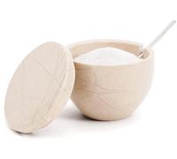 MARBLOUS KRAFTS Verona Salière en marbre avec couvercle et cuillère de 133,2 g pour assaisonnement sur le plan de travail, idéale pour le sel de pierre, le sucrier et les épices