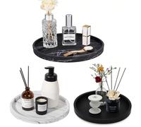 (Marbre blanc) Plateau de vanité de salle de bain, fabriqué en matériau de silicone, convient pour le plan de travail, peut contenir du parfum, des clés, des bijoux, des bagues, peut également être ut