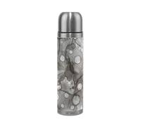 Marbre Mélangé À L'Encre Noire Thermos Café 500 ml Isolée Sous Vide Isothermes en Acier Inoxydable d'Emballage en Cuir Bouteille d'eau Isotherme Tasse
