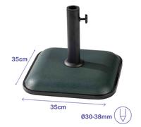 Marbueno 10456 Base Sombrilla Carrée Ciment 35x35x5,2 cm 11 kg Vert Jardin Piscine Terrasse