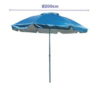 Marbueno 10474AC Parasol Acier 6 Branches Ø220 cm Nylon Bleu Clair pour Jardin, Piscine et Plage