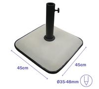 Marbueno Base Sombrilla Carrée en Ciment 45x45x7,3 cm 25 kg Blanc pour Jardin, Piscine et Terrasse 10459