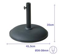 Marbueno Base Sombrilla Ronde en Ciment 41,5x35 cm 15 kg Noir Jardin Piscine Terrasse 10447