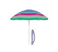 Marbueno Parasol Plage Nylon Acier 200 cm Rayures Bleu Rose Vert avec Housse SUMMER 10095R2