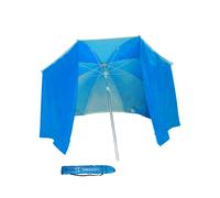 Marbueno SUMMER 10112A - Parasol de plage nylon bleu 180 cm avec pare-vent aluminium, plage et piscine