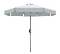 Marbueno Parasol acier 8 baleines D300 cm polyester blanc jardin, piscine 10491