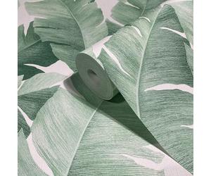 marburg Avalon 31650 Papier peint Motif feuilles de plantes Blanc/vert Pour chambre à coucher, salon ou cuisine Fabriqué en Allemagne 10,05 x 0,53 m