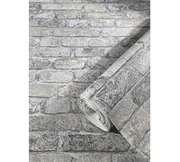 marburg Papier peint Pierre 3D Gris Brique Effet brique Motif pierre Rustique pour chambre à coucher salon Papier peint aspect pierre 10,05m x 0,53m 58411