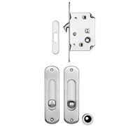 Kit serrure et poignée de porte coulissante, DM 50, carré 8 mm, laiton chromé mat