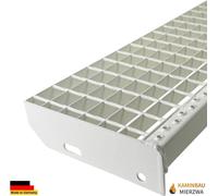 Marche d'escalier Marche en métal Marche d'escalier en acier galvanisé à chaud | Largeur : 600 mm | Couleur : blanc (RAL 9010) | Sans set de vis