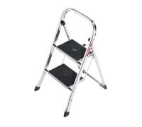 Hailo - Escabeau pliant K30, 2 marches, hauteur de travail 2,25 m, aluminium, marches noires