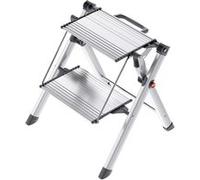 Hailo Escabeau Mini Comfort pliable en aluminium, 2 marches, 45 cm