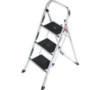 Marche pied 3 marches pliable antiderapant en aluminium Hailo K30 Argenté et noir G