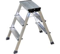 Krause 130068 Escabeau pliable 2 x 3 marches en aluminium avec système d'arrêt automatique