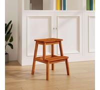 Marchepied avec 2 marches en bois d'acacia massif - 40 x 38 x 50 cm - Pliable et pliable - Peu encombrant - Pour cuisine, jardin, balcon, camping - Stable - Charge maximale : 160 kg