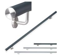 Marchepied en aluminium, forme arrondie, 100 cm, diamètre 42 mm, couleur anthracite