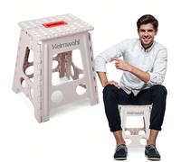 Marchepied pliable 40 cm, version 2025, avec verrouillage de et poignée rotative, capacité de charge de 150 kg, antidérapant, pour cuisine, salle de bain, camping, jardin et chevaux - Beige Fini les p