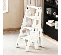 Marchepied pliable avec poignée, étagère de rangement à 3 niveaux, tabouret multifonction peu encombrant pour la maison, la cuisine et l'intérieur
