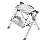Hailo Escabeau Mini Comfort pliable en aluminium, 2 marches, 45 cm