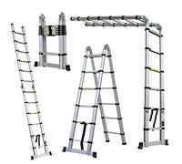 Marchepieds escamotables, échelle Télescopique, Escabeau Telescopique Pliable, Echelle Escamotable en Métal Charge Max 150 kg (3,8M (1,9M + 1,9M))
