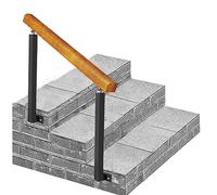 Marchepieds réglables en bois pour une utilisation en extérieur en 1 à 3 marches - Main courante en fer noir pour véranda de jardin - Design élégant et durable pour plus de sécurité et de commodité