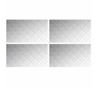 Marches d'escalier 4 pièces 90 x 50 cm argent aluminium toboggan | Plaques à carreaux, adhérence sûre, intérieur et extérieur, nettoyage facile, utilisation annuelle