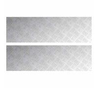Marches d'escalier en aluminium, 2 pièces, 100 x 30 cm, argenté | Dalles à carreaux pour l'intérieur et l'extérieur, faciles à nettoyer, design moderne, robustes et durables